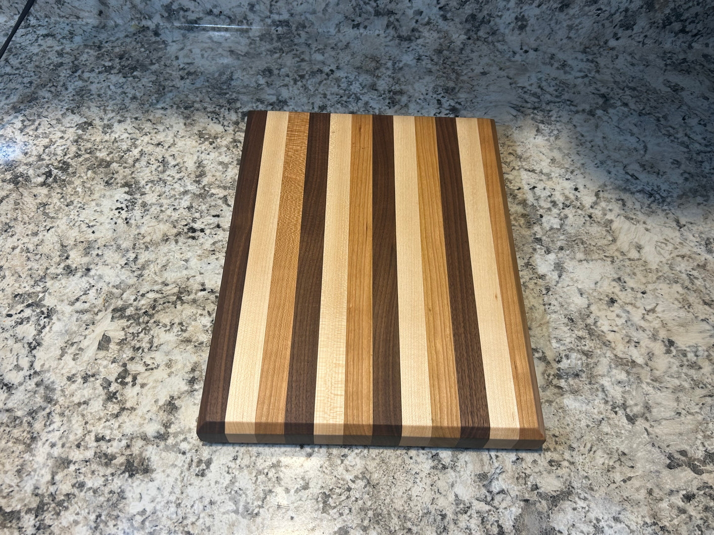 Walnut, Cherry and Maple Cutting Board – Handmade Rustic Wooden Serving & Chopping Board, 10-12” x 16”, Made in USA