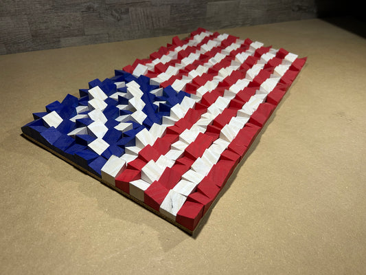 Geometric Wooden American Flag Wall Art