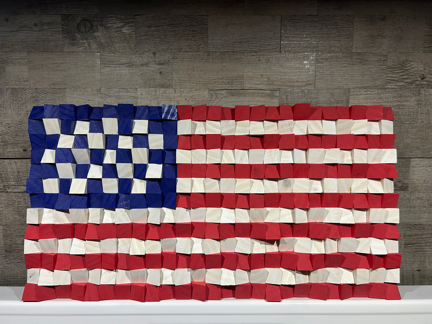 Geometric Wooden American Flag Wall Art